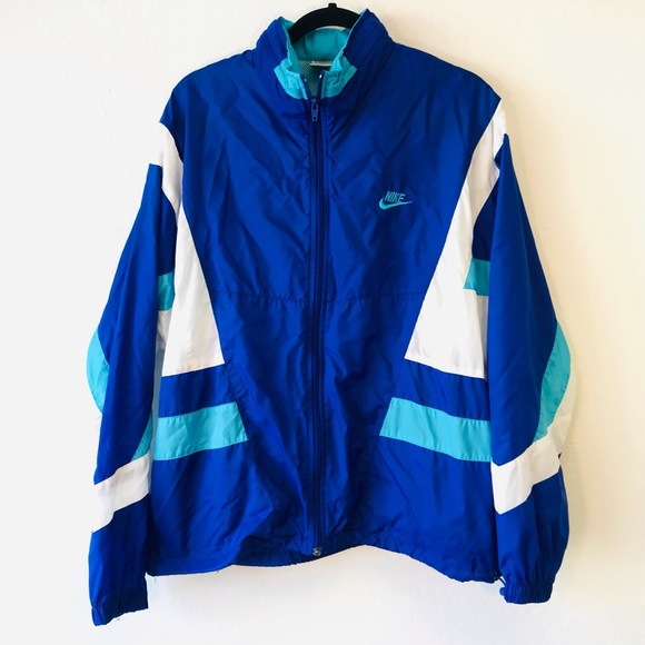 Nike Other - Rare Vintage Nike Blue White Color Block Windbreaker Large